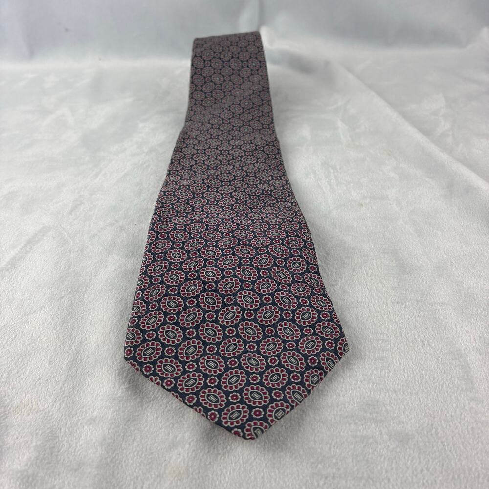 Vintage Charing Cross by Schreter Tie Red Blue Repp AOP 100% Hand Finished Silk